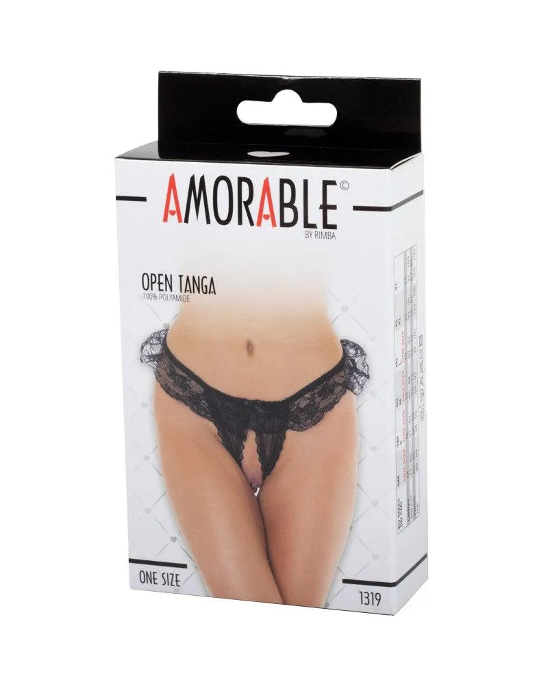 Amorable - Erotische String - Burlesque Tanga Met Open Kruis - Zwart - One Size