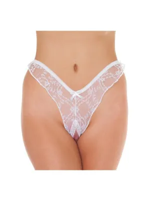 Amorable - Kanten Brasilian String Met Open Kruis - Wit