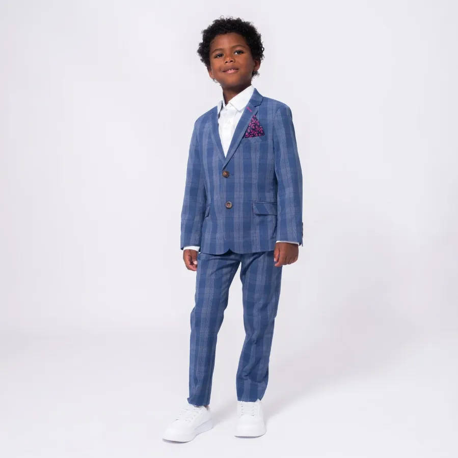Appaman Indigo Glen Plaid Stretchy Mod Suit