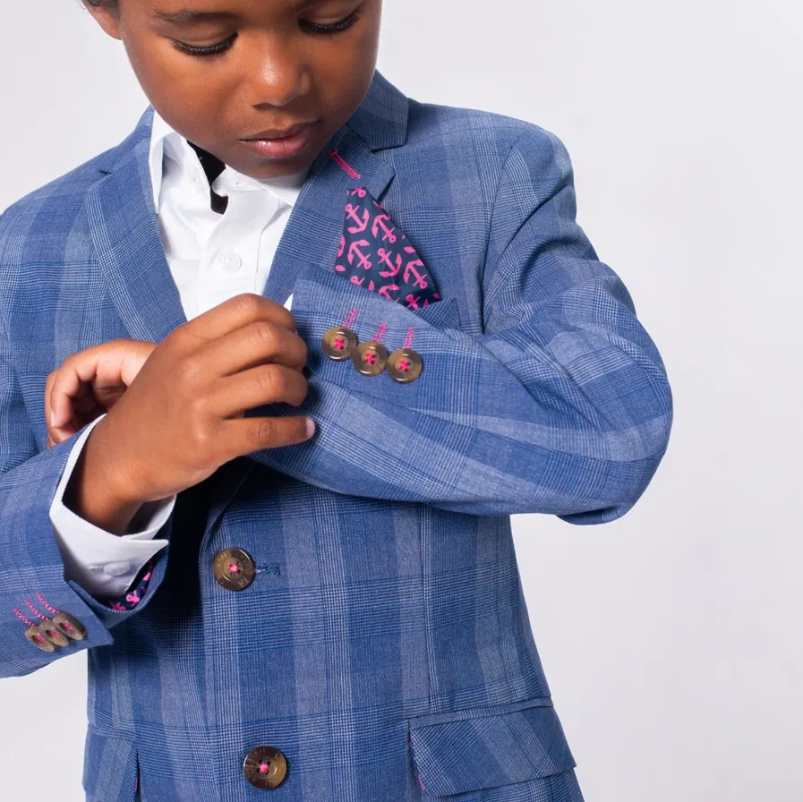 Appaman Indigo Glen Plaid Stretchy Mod Suit