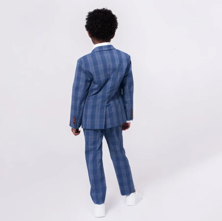 Appaman Indigo Glen Plaid Stretchy Mod Suit