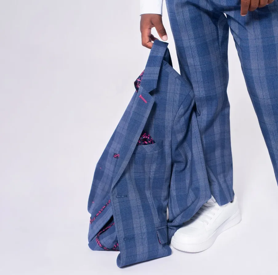 Appaman Indigo Glen Plaid Stretchy Mod Suit