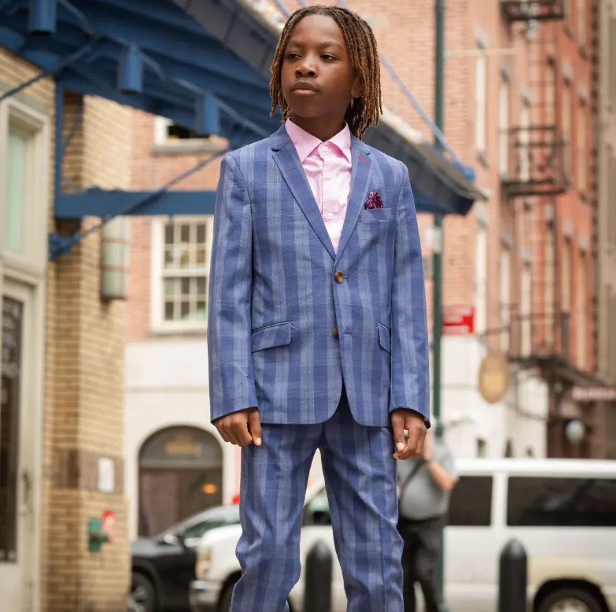 Appaman Indigo Glen Plaid Stretchy Mod Suit
