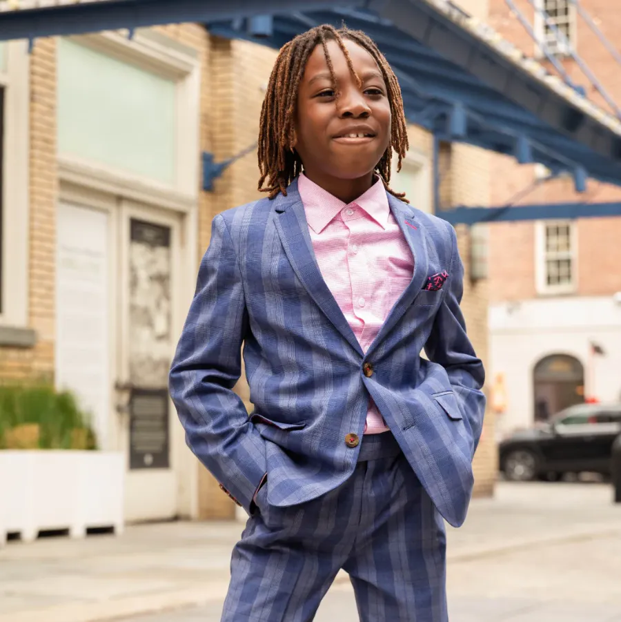 Appaman Indigo Glen Plaid Stretchy Mod Suit