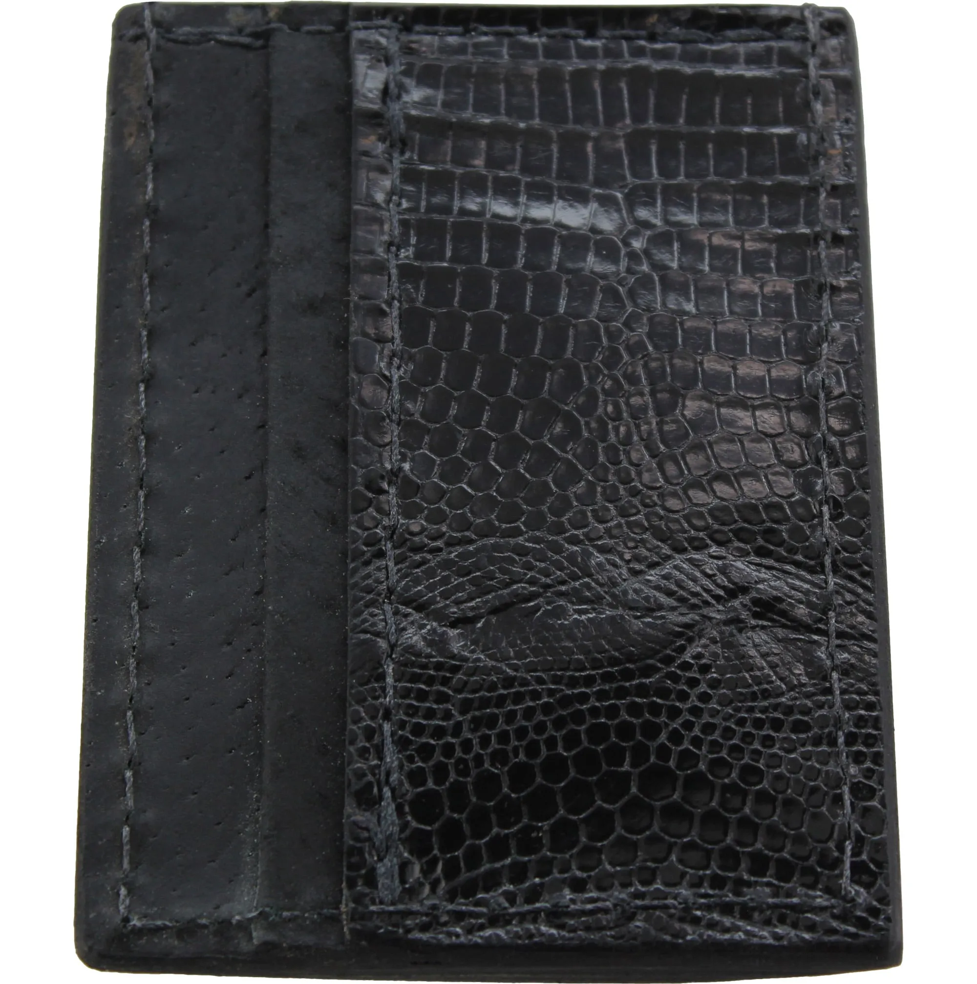 Black Lizard Money Clip Wallet With Credit Card Slots