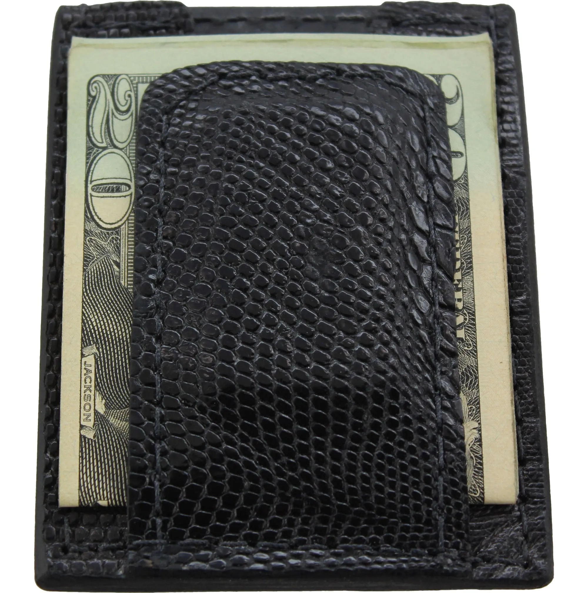 Black Lizard Money Clip Wallet With Credit Card Slots