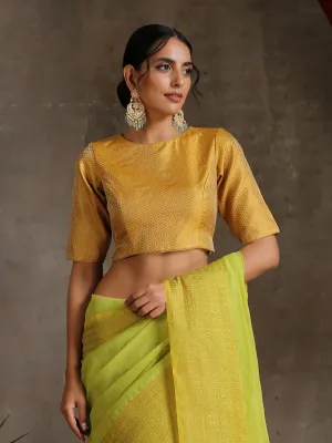 Blouse - Yellow Jacquard with Side Slit