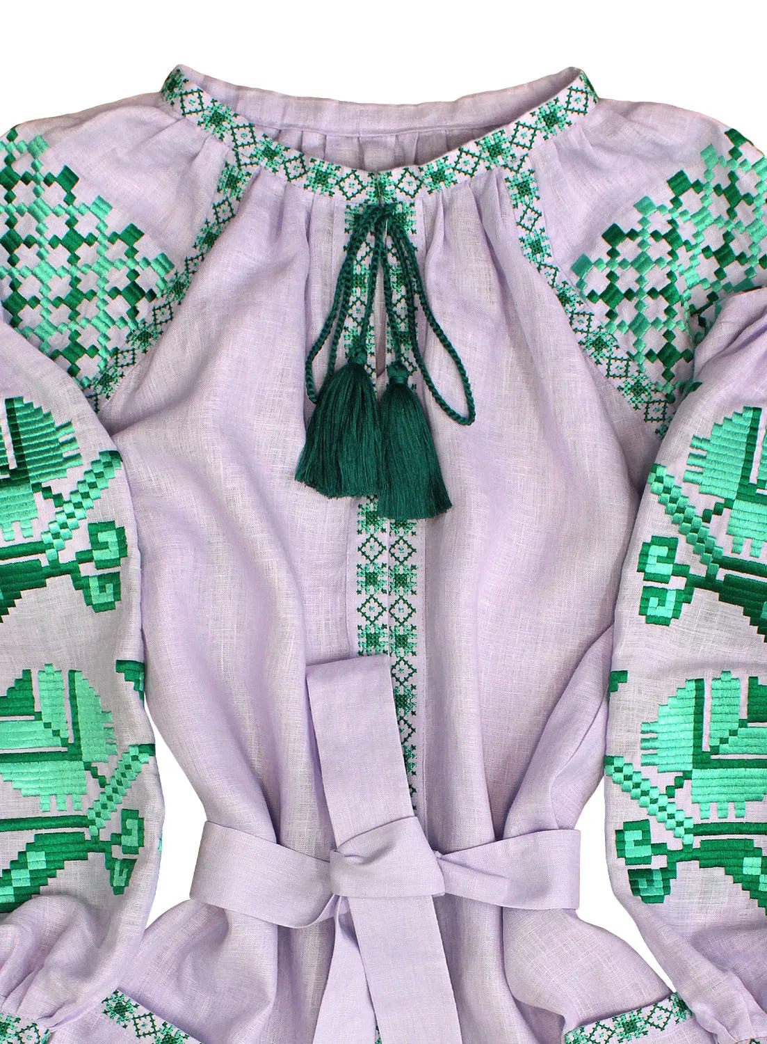 Boho Kaftan with green embroidery