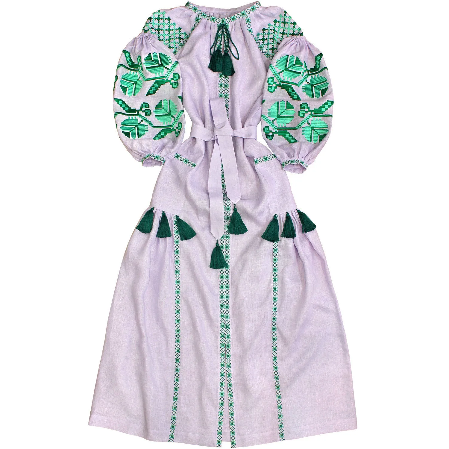 Boho Kaftan with green embroidery