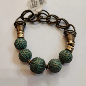 Brass Stretchy Bracelet w/ Patina Focals