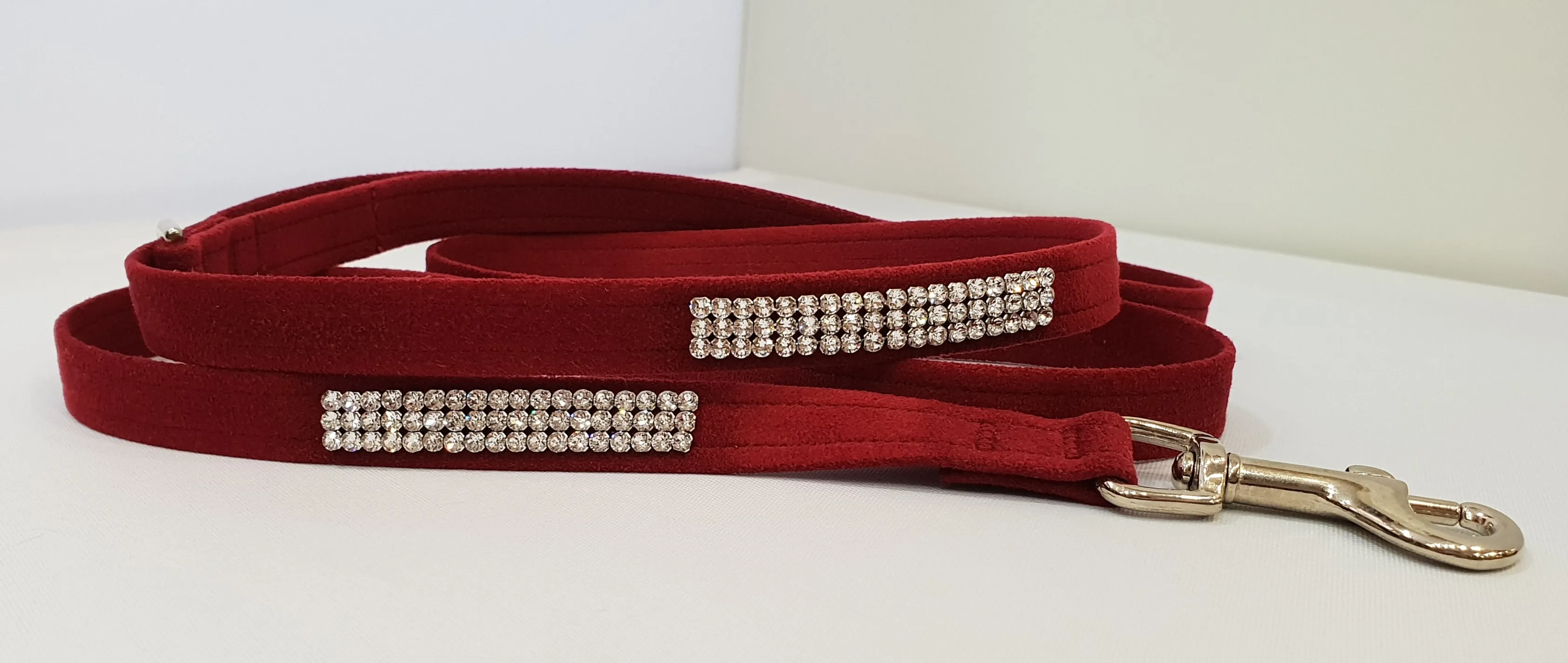 Burgundy Microsuede 1/2" x 4' Leash - 3 Row