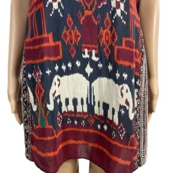 Calypso St Barth silk dress elephants boho lined size XS