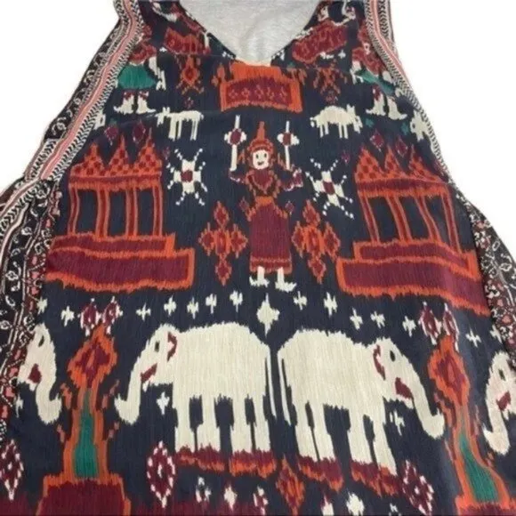 Calypso St Barth silk dress elephants boho lined size XS