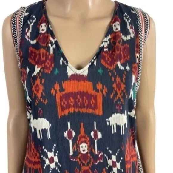 Calypso St Barth silk dress elephants boho lined size XS