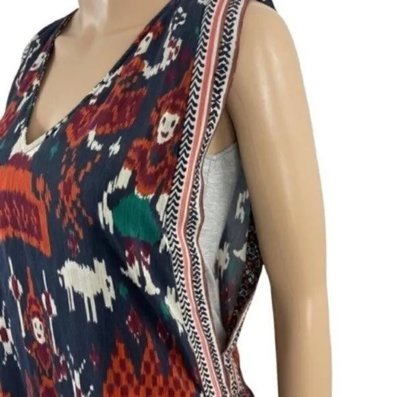 Calypso St Barth silk dress elephants boho lined size XS