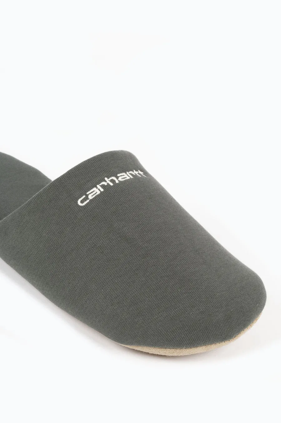 CARHARTT WIP SCRIPT EMBROIDERY SLIPPERS HEMLOCK GREEN