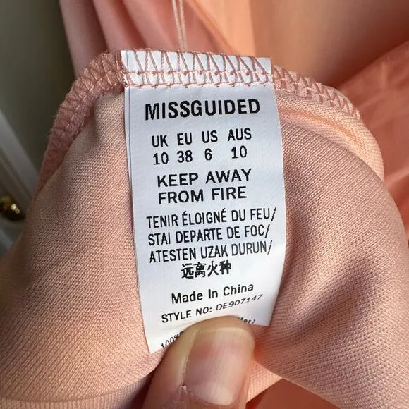 Carli Bybel X Missguided Pink Plunge Pleated Blush Maxi Dress Strappy Back NWT