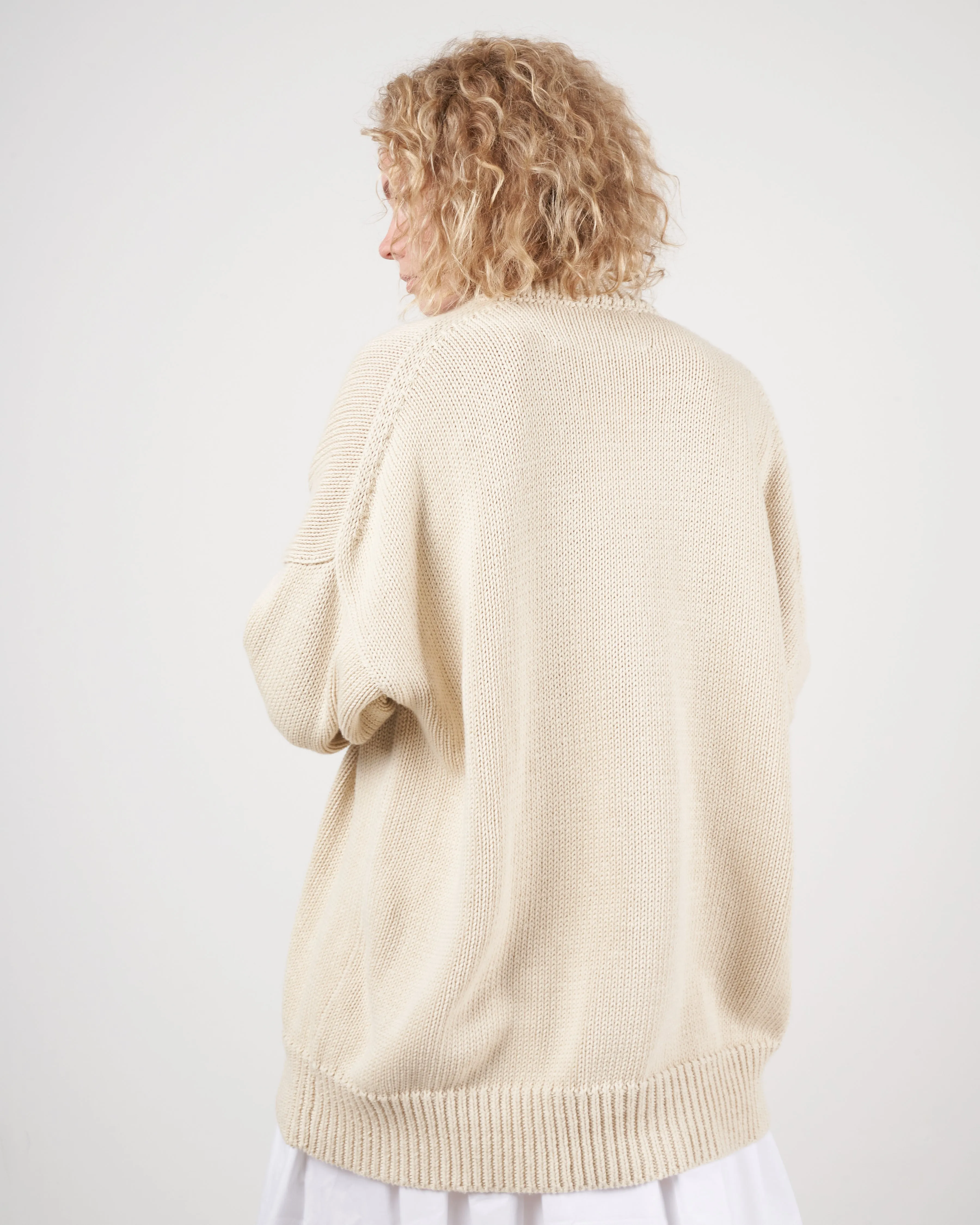 chunky v neck cardigan - ivory