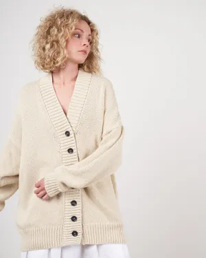 chunky v neck cardigan - ivory