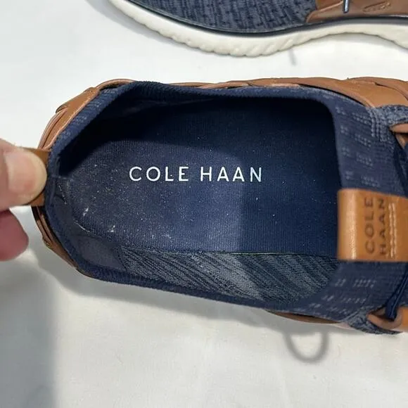 Cole Haan Mens Grandmotion Stitchlite Woven Navy Leather Sneaker Shoes - Size 11