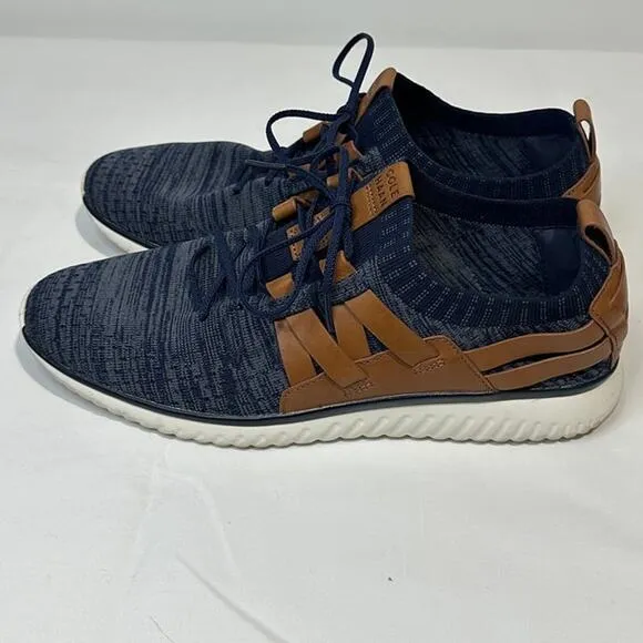 Cole Haan Mens Grandmotion Stitchlite Woven Navy Leather Sneaker Shoes - Size 11