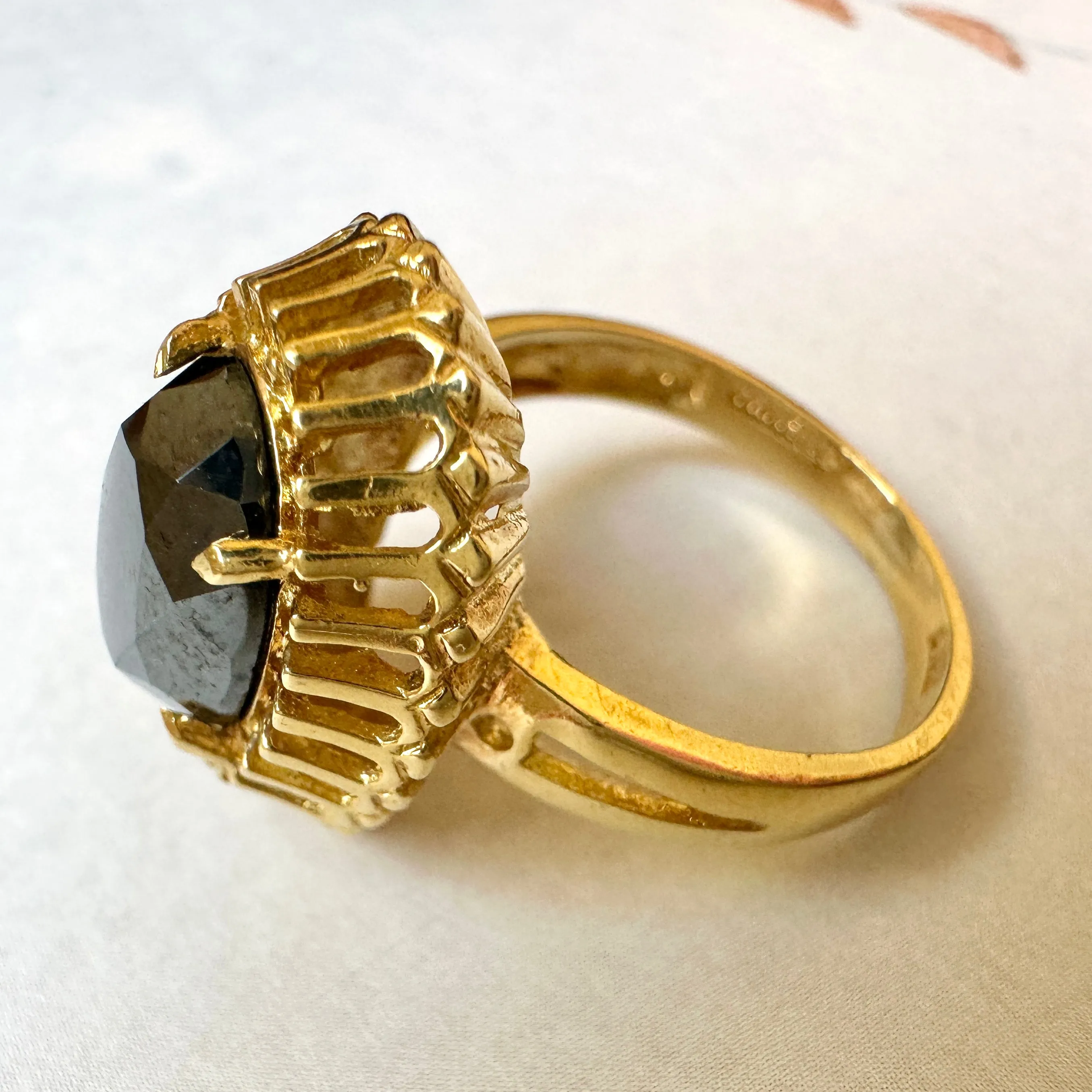 Corletto Black Spinel & 18k Gold 1960s Ring