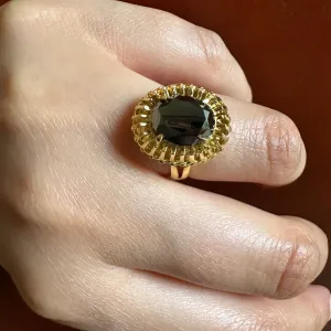 Corletto Black Spinel & 18k Gold 1960s Ring
