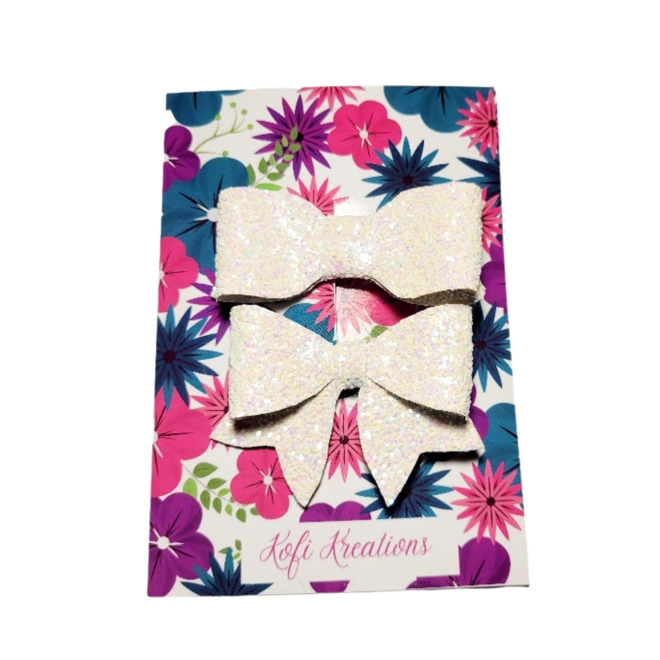 Cream Glitter Pebble Hair Bows