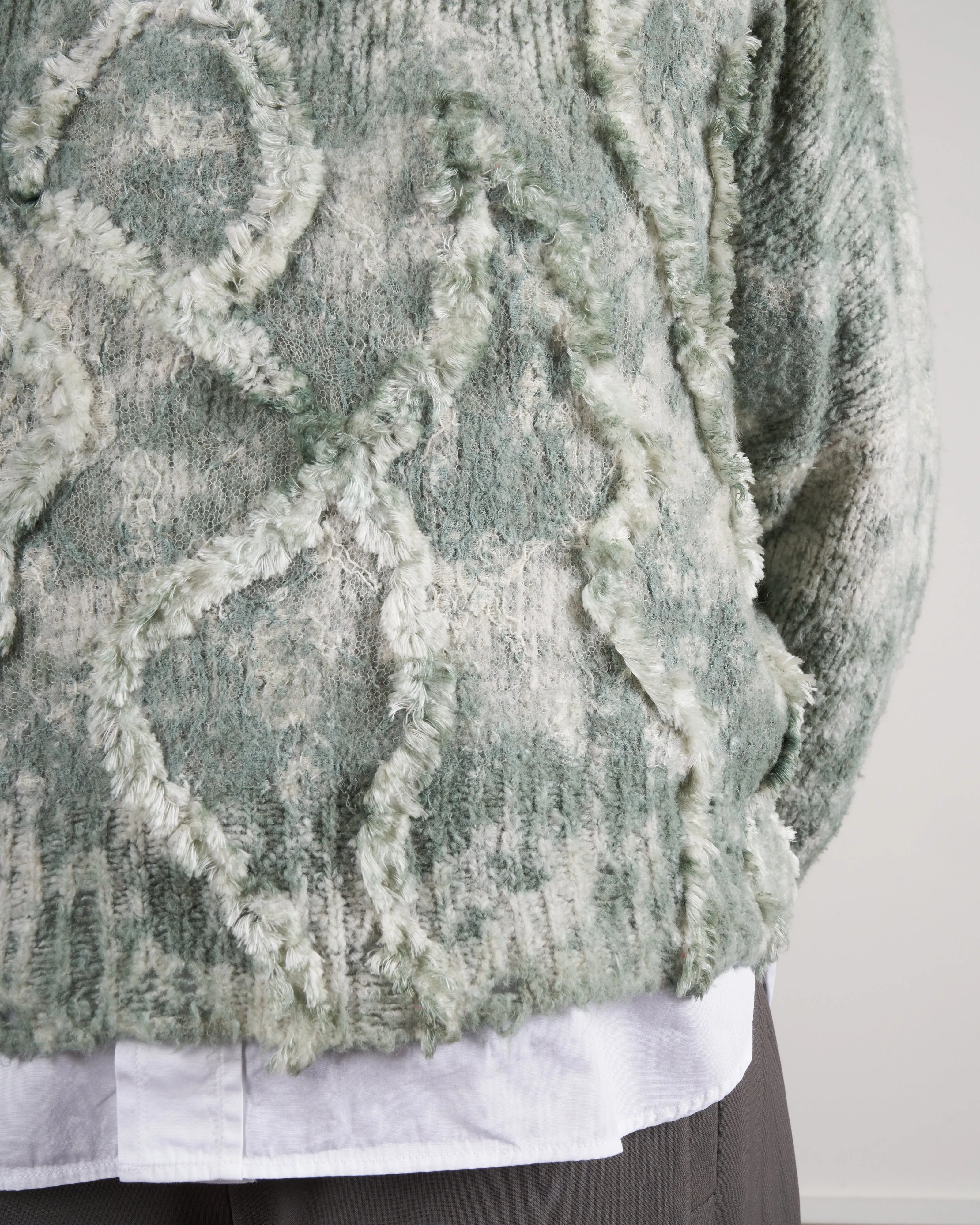 cropped boat neck sweater - kaki