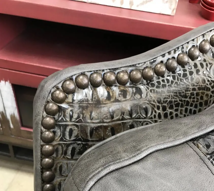 Custom Republic Recliner in Fargo Grey With Aged Gator