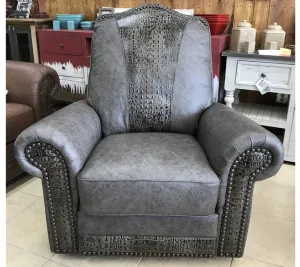 Custom Republic Recliner in Fargo Grey With Aged Gator
