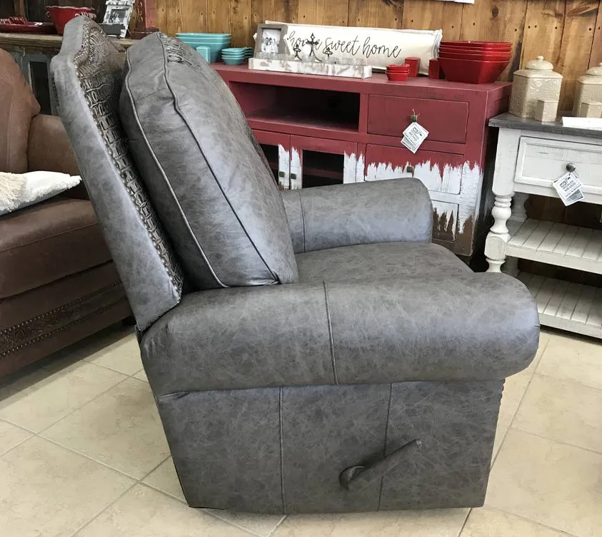 Custom Republic Recliner in Fargo Grey With Aged Gator