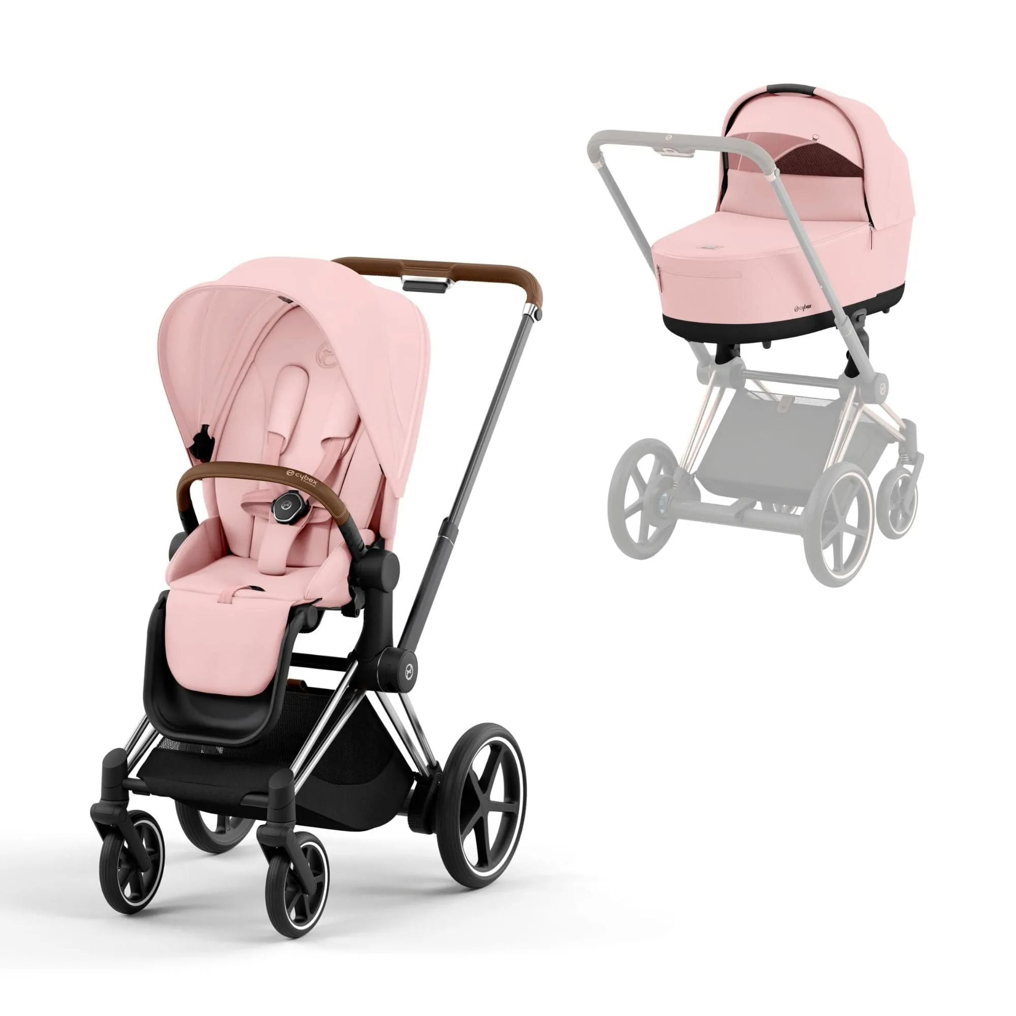 Cybex e-Priam & Lux Cot in Peach Pink