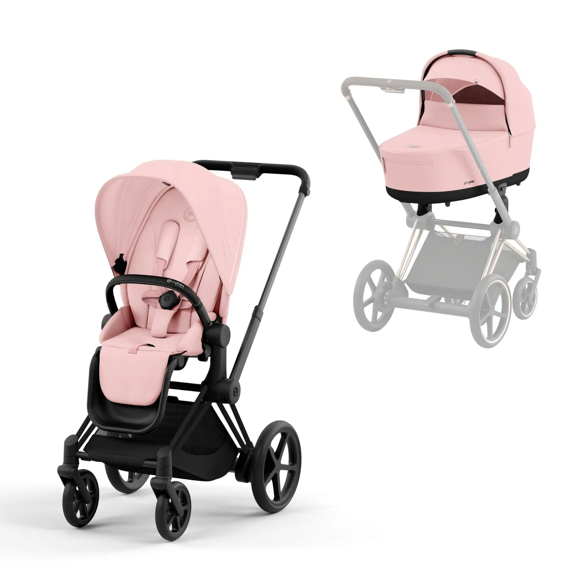 Cybex e-Priam & Lux Cot in Peach Pink