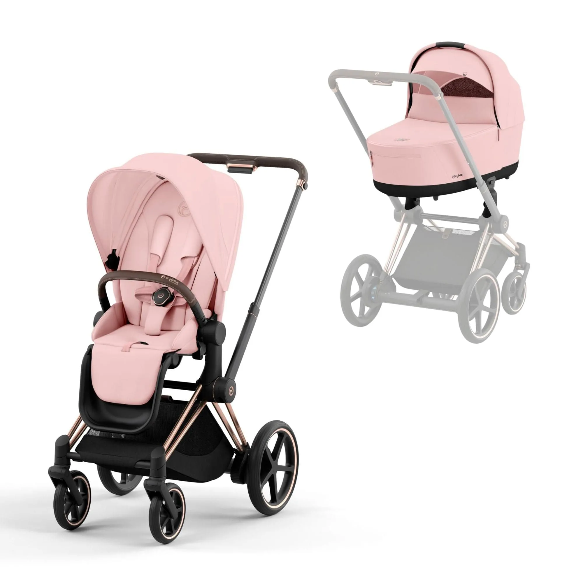 Cybex e-Priam & Lux Cot in Peach Pink