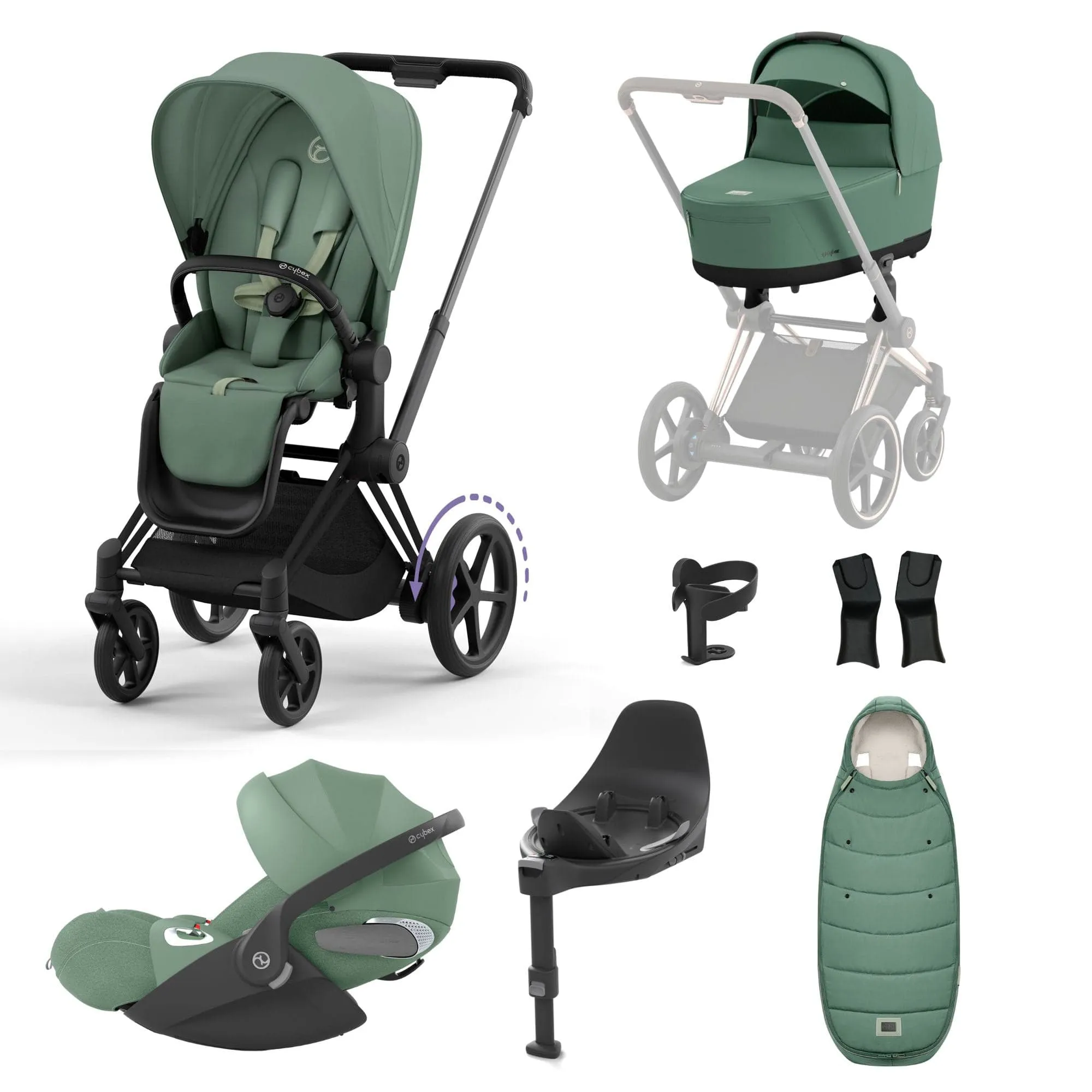 Cybex e-Priam Travel System With Cloud T in Leaf Green