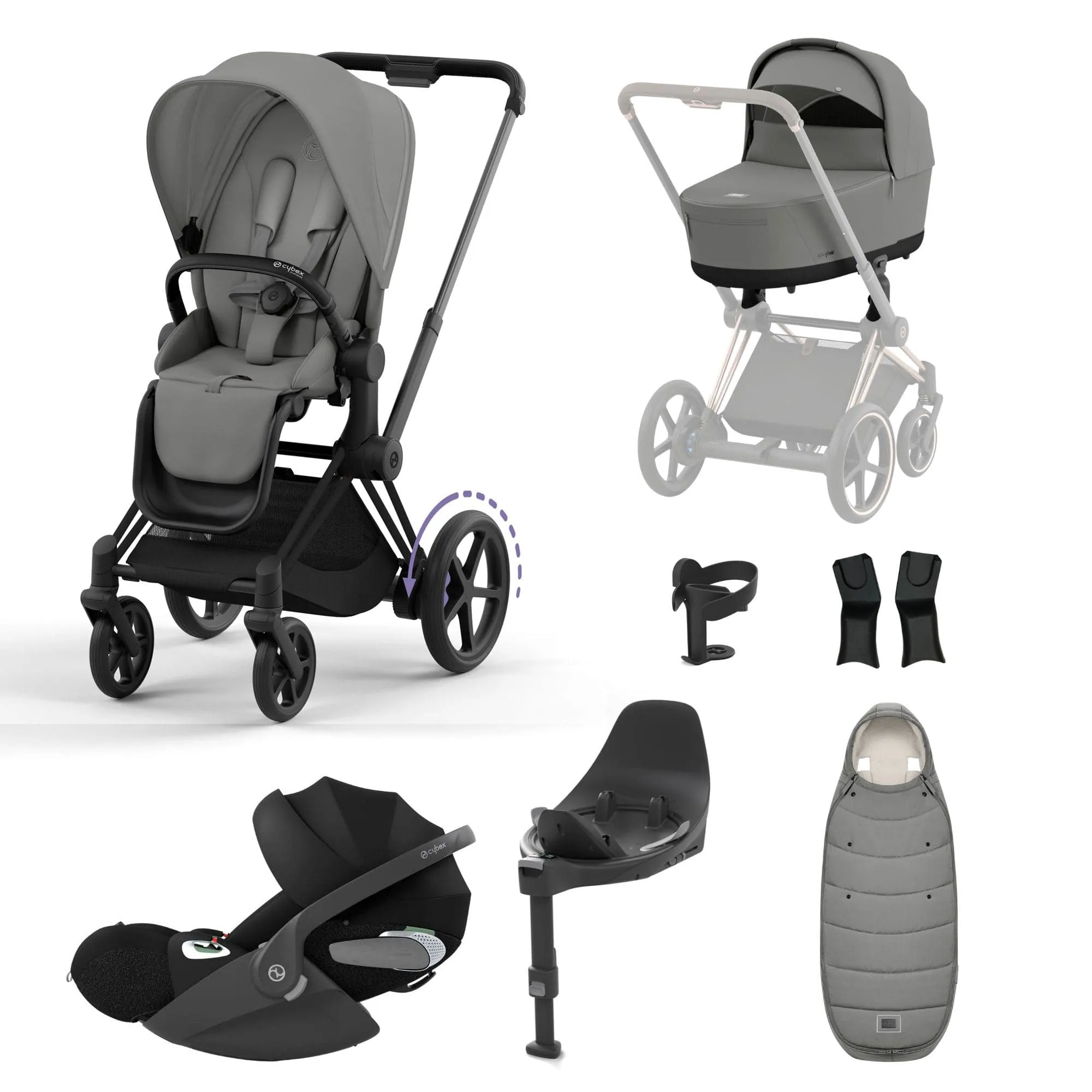 Cybex e-Priam Travel System With Cloud T in Mirage Grey