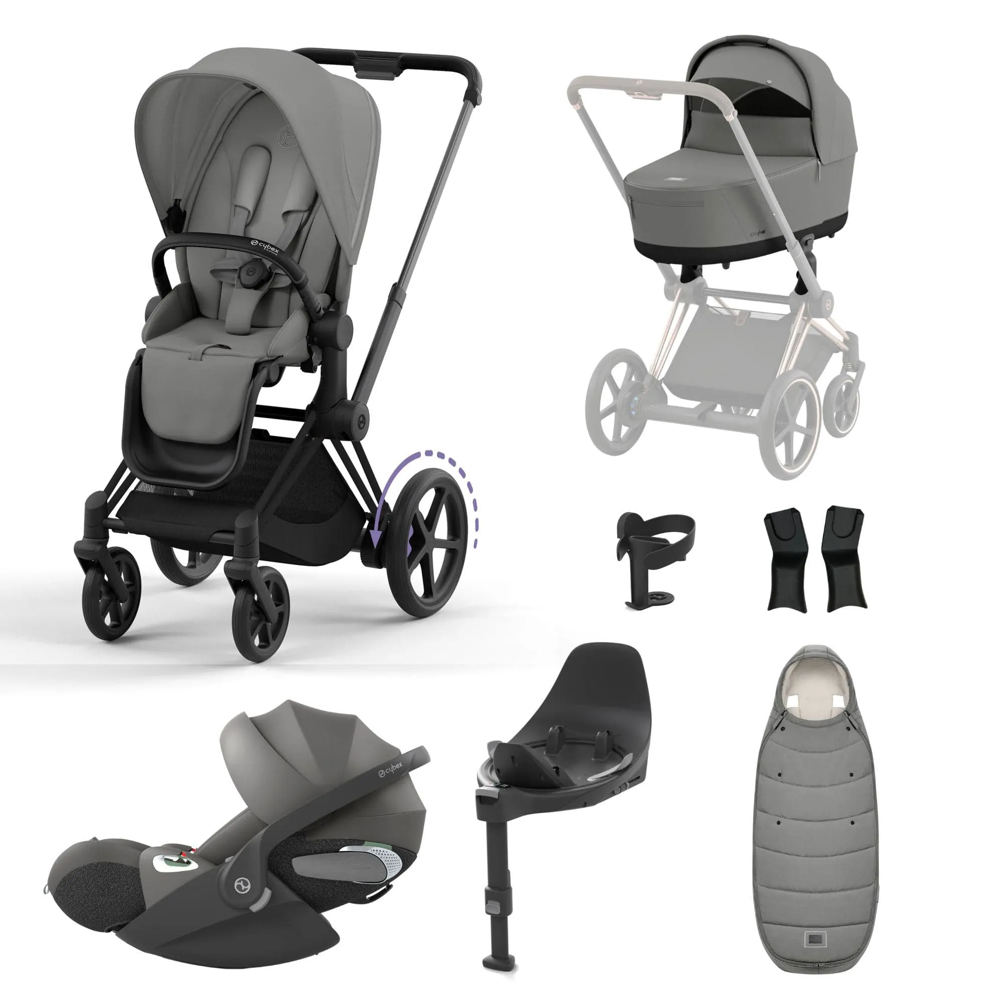 Cybex e-Priam Travel System With Cloud T in Mirage Grey