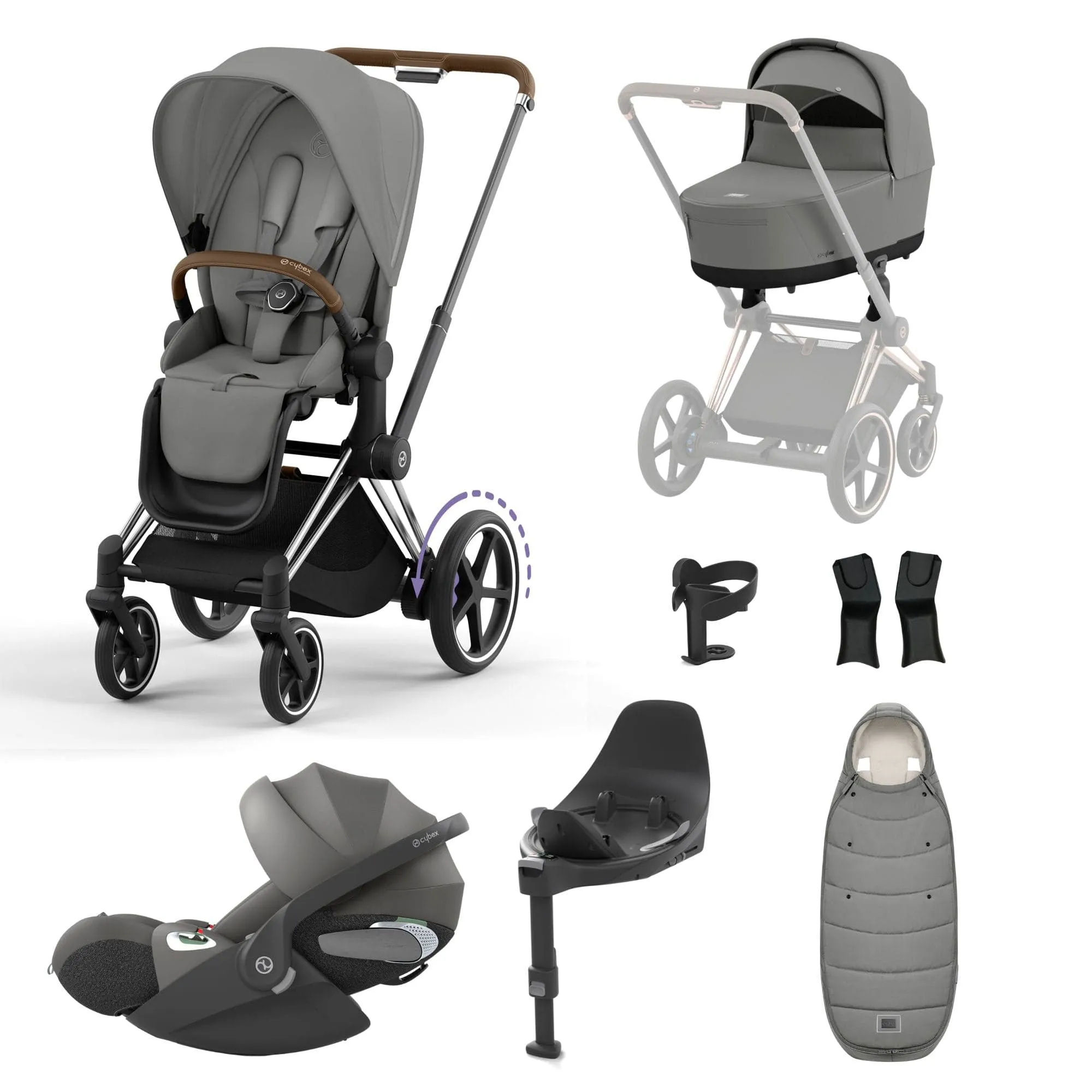 Cybex e-Priam Travel System With Cloud T in Mirage Grey