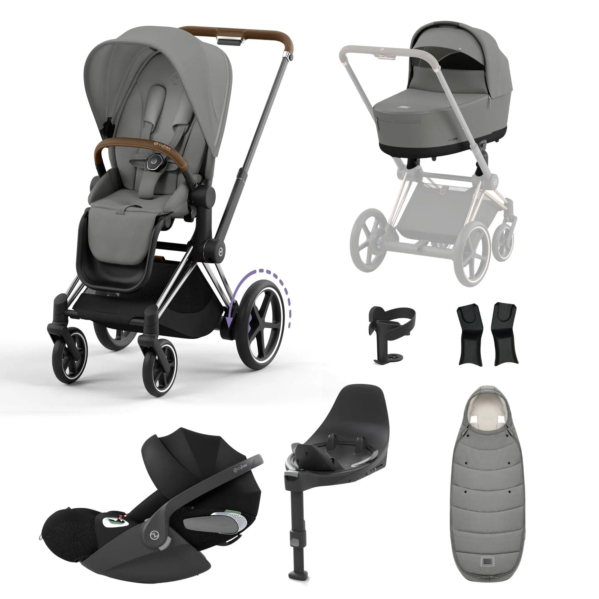 Cybex e-Priam Travel System With Cloud T in Mirage Grey