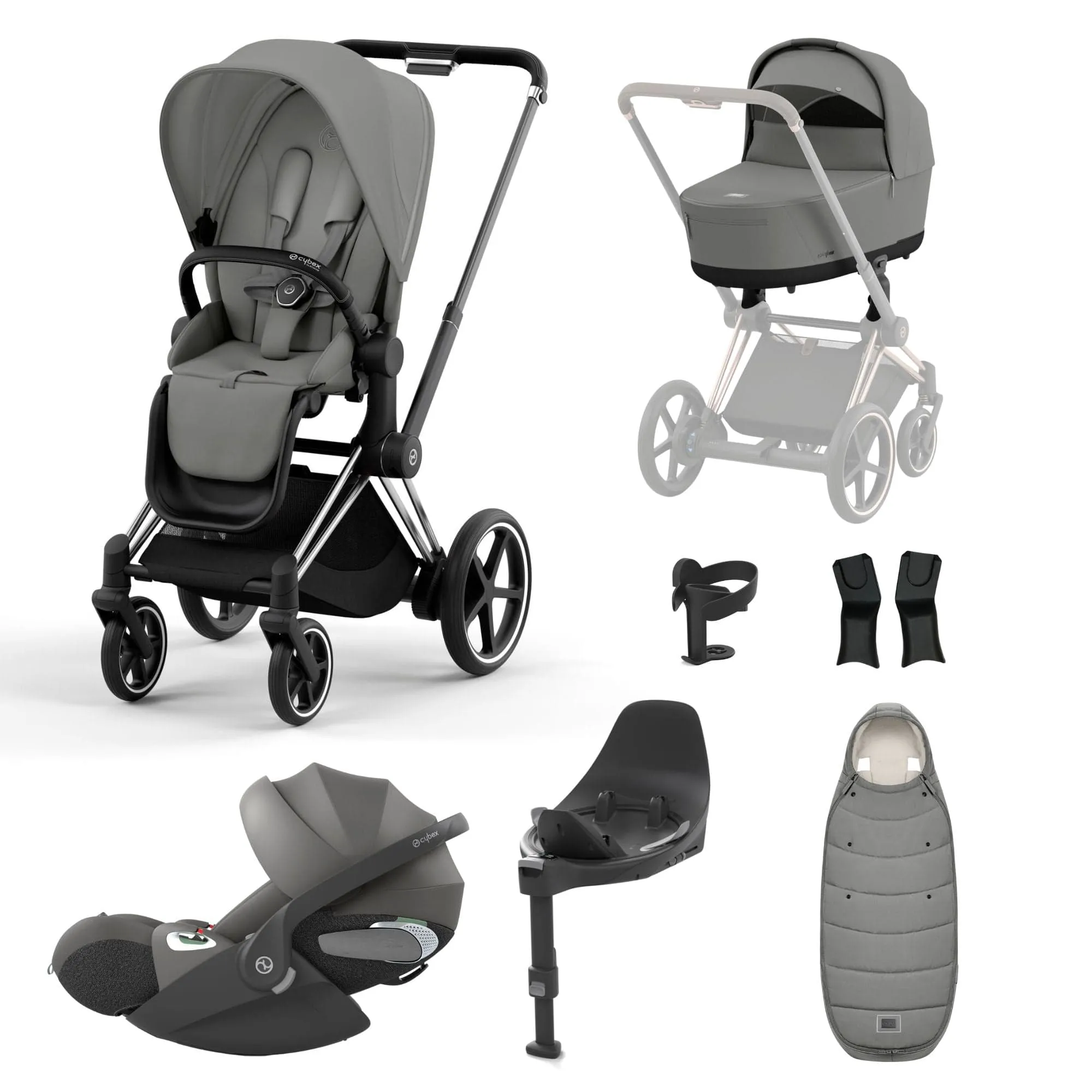 Cybex e-Priam Travel System With Cloud T in Mirage Grey