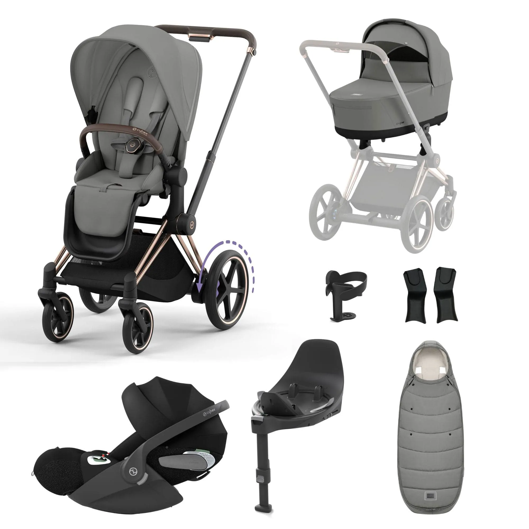 Cybex e-Priam Travel System With Cloud T in Mirage Grey