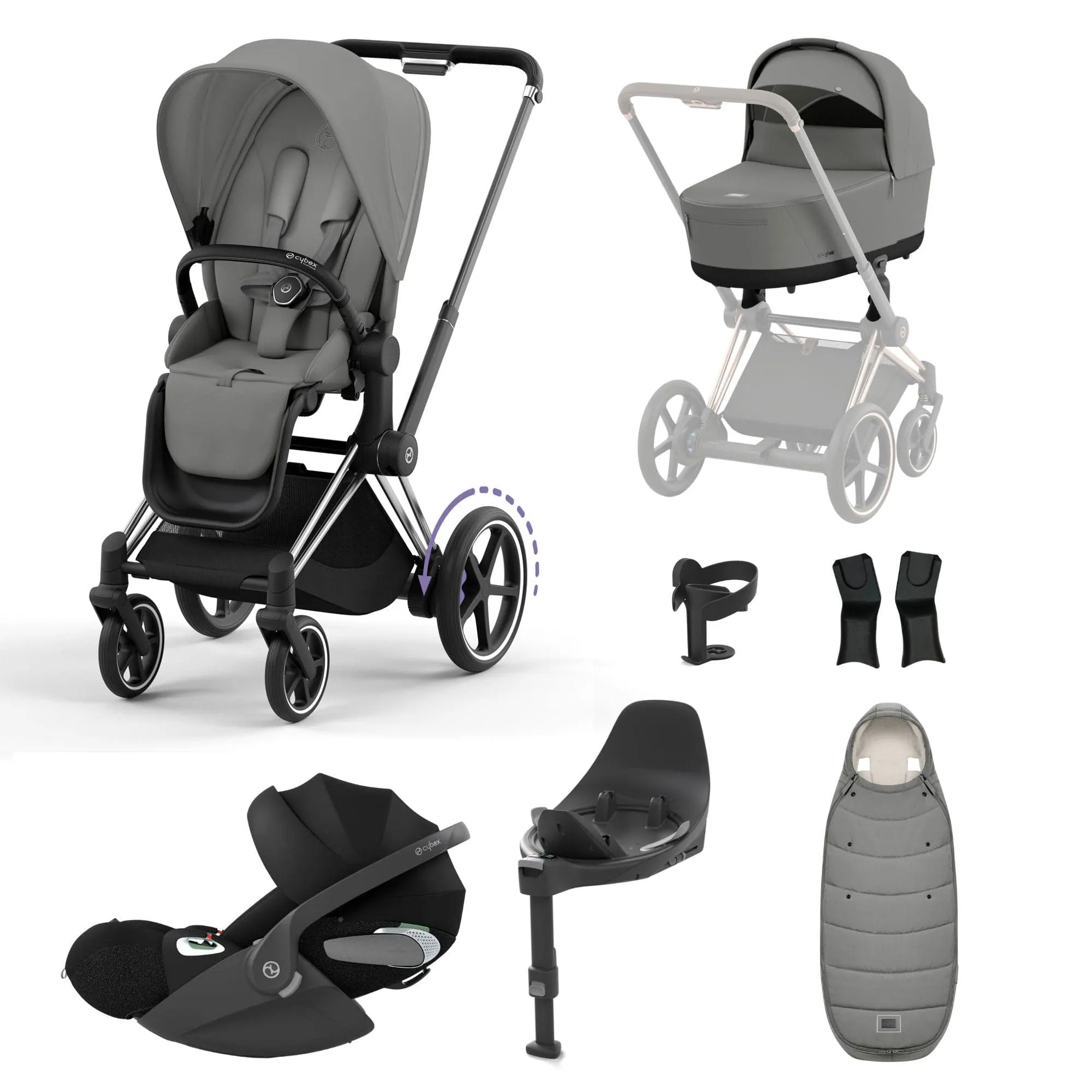 Cybex e-Priam Travel System With Cloud T in Mirage Grey