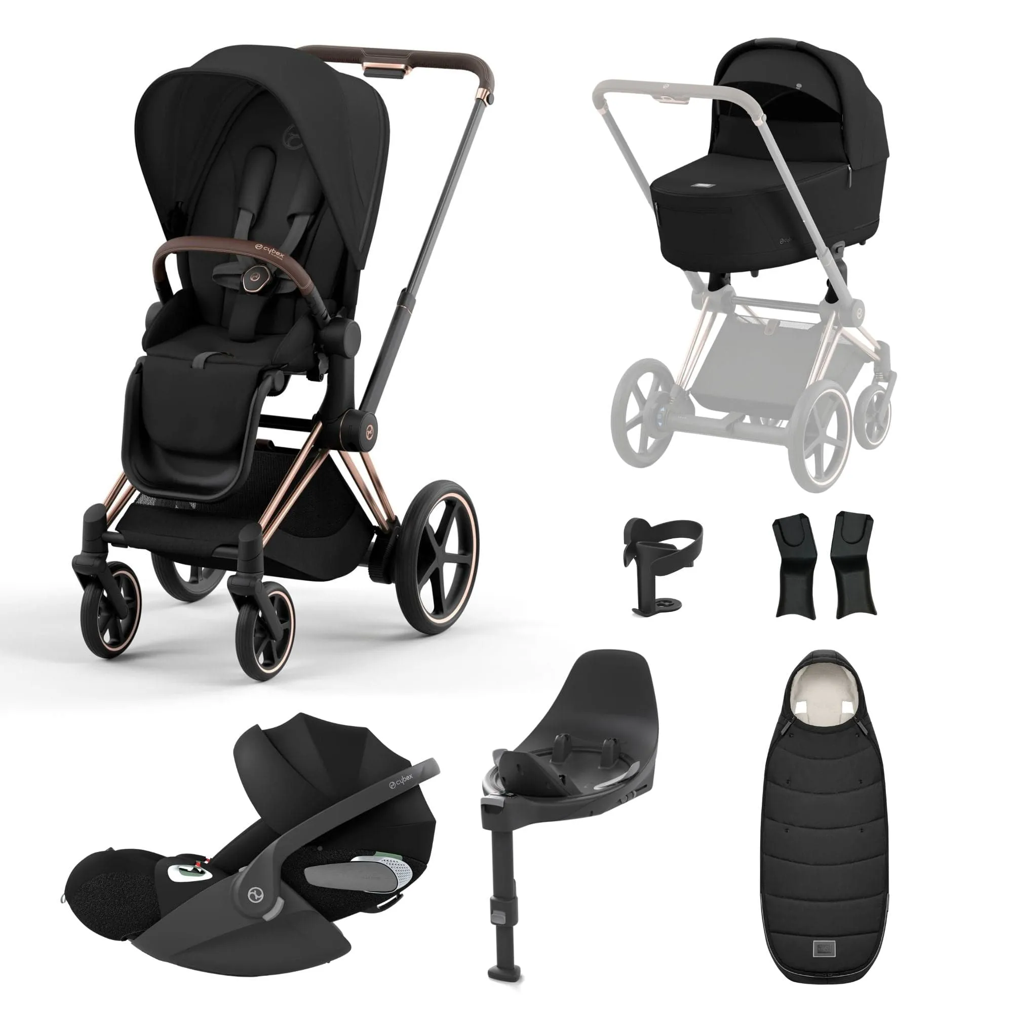 Cybex e-Priam Travel System With Cloud T in Sepia Black