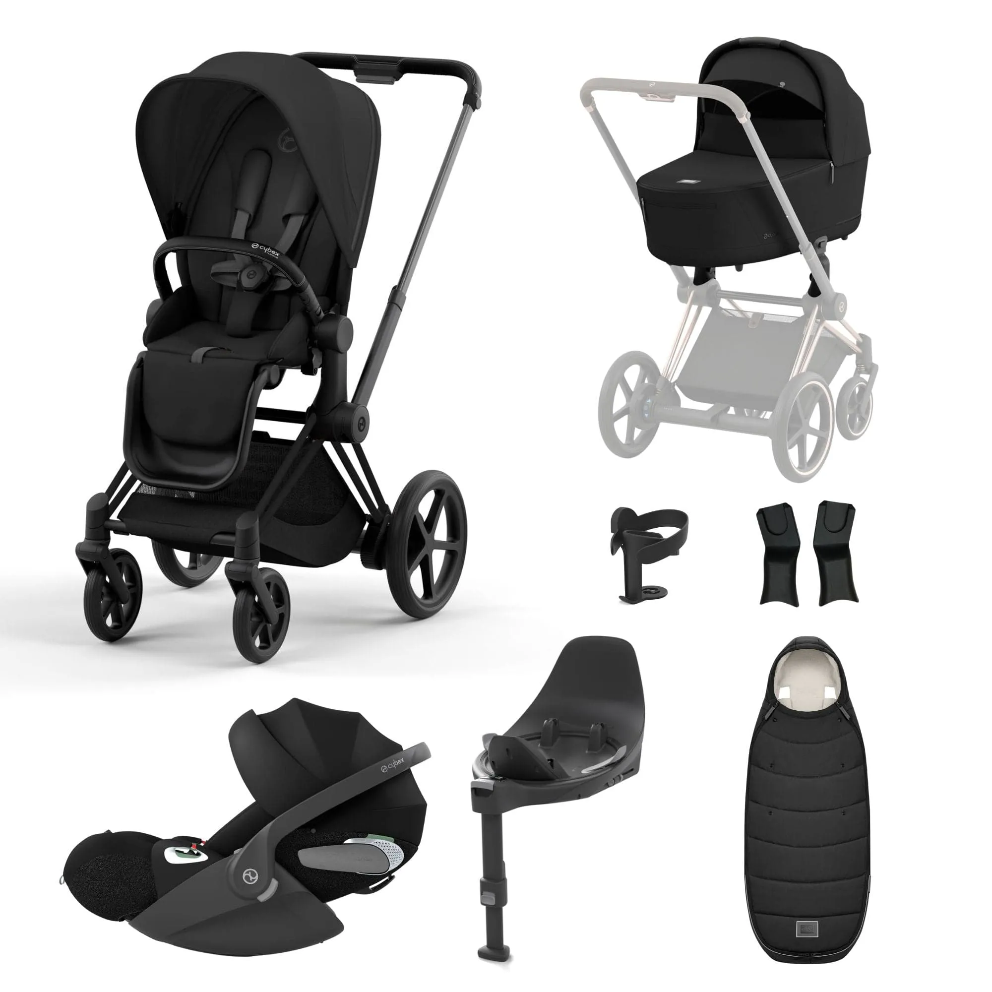 Cybex e-Priam Travel System With Cloud T in Sepia Black