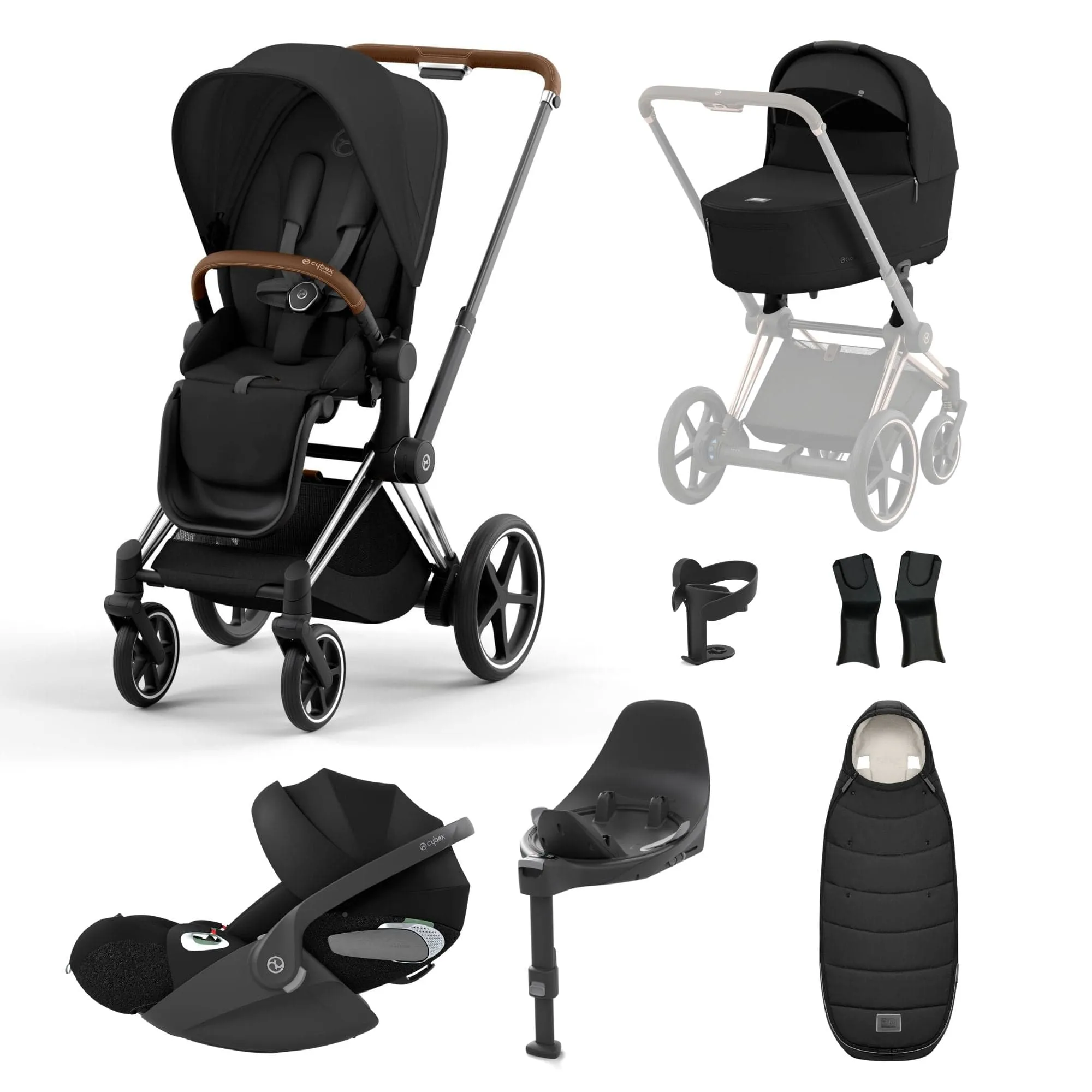 Cybex e-Priam Travel System With Cloud T in Sepia Black