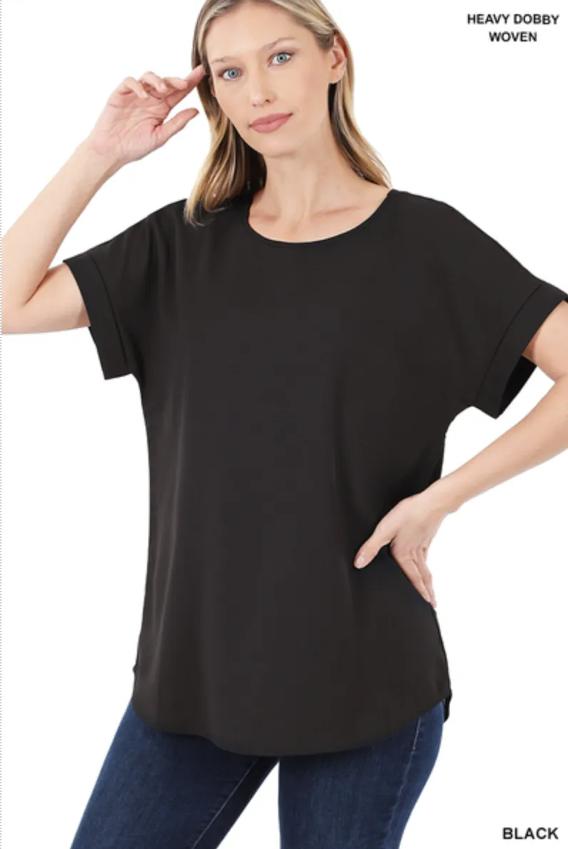 *Deals & Steals* Rolled Sleeve Top-Multiple Colors Available