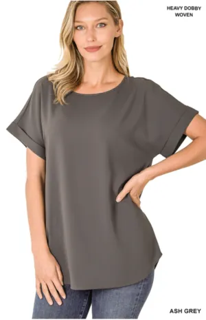 *Deals & Steals* Rolled Sleeve Top-Multiple Colors Available
