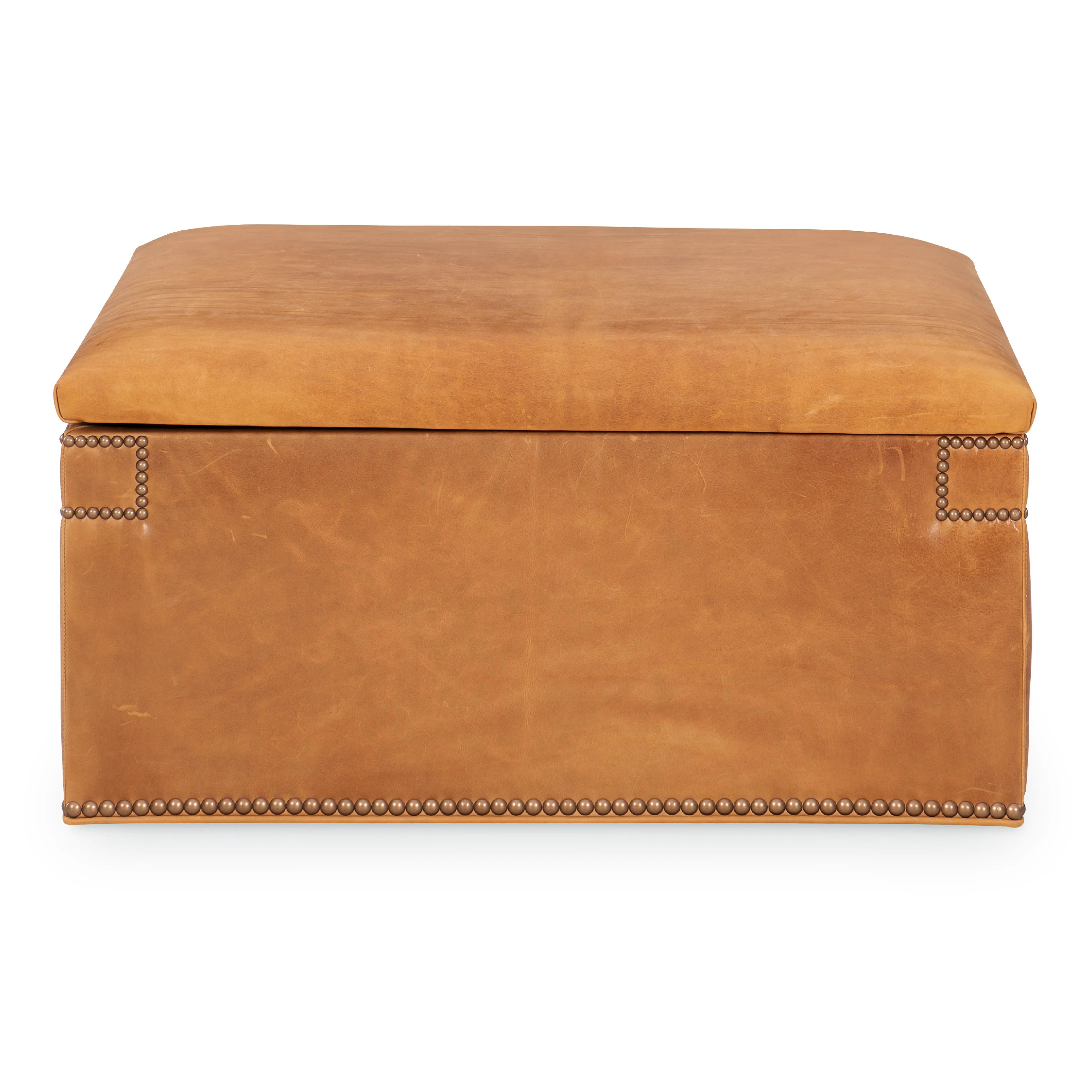 Denning Storage Ottoman in Madrid Spice Leather