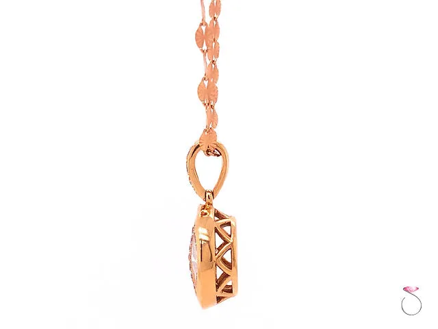 Designer Round Pizza Cut Diamond Pendant in 18k Rose Gold With Chain, 1.45 Carat